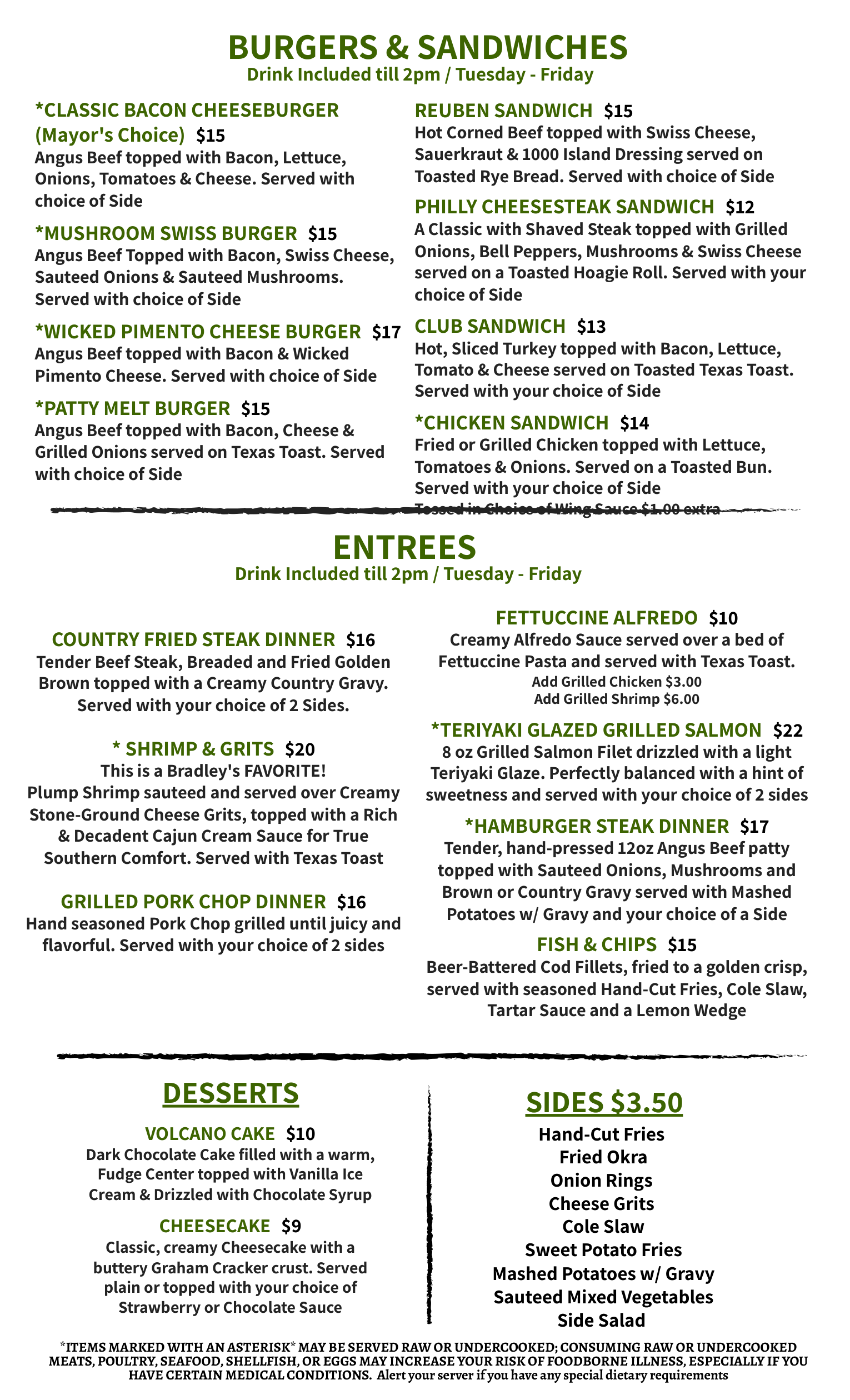 Bradley's Menu — Page 2